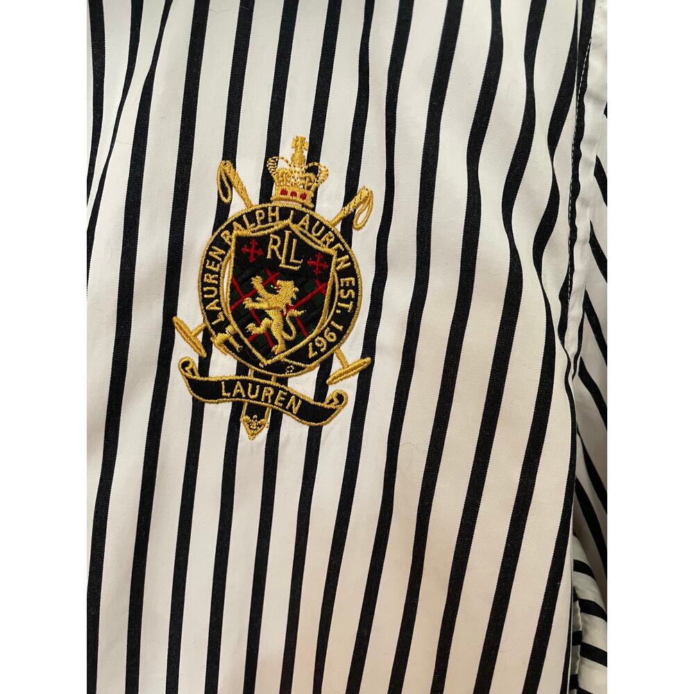 Lauren Ralph Lauren Striped Button Shirt XL Crest Logo Cotton Preppy - Picture 4 of 8